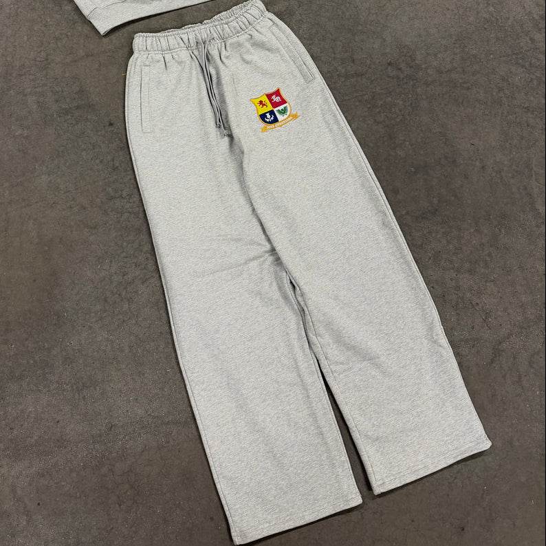 Light grey Five Questions Rugby joggers with logo embroidery and drawstring waistband