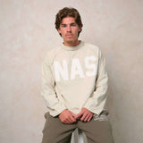 Natural Art Studio cotton long sleeve with distressed appliqué front logo and screen print back logo