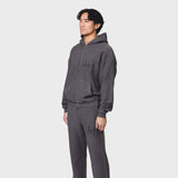 Annie Hood College Zip in washed black, relaxed fit brushback cotton zip-up hoodie.