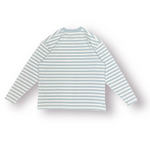 Baire Atelier striped long sleeve tee with high neckline and dropped shoulder in 100% cotton