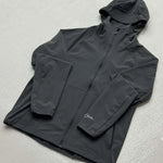 Studio By Charles Grey black track jacket with hood and zipper, lightweight and casual design