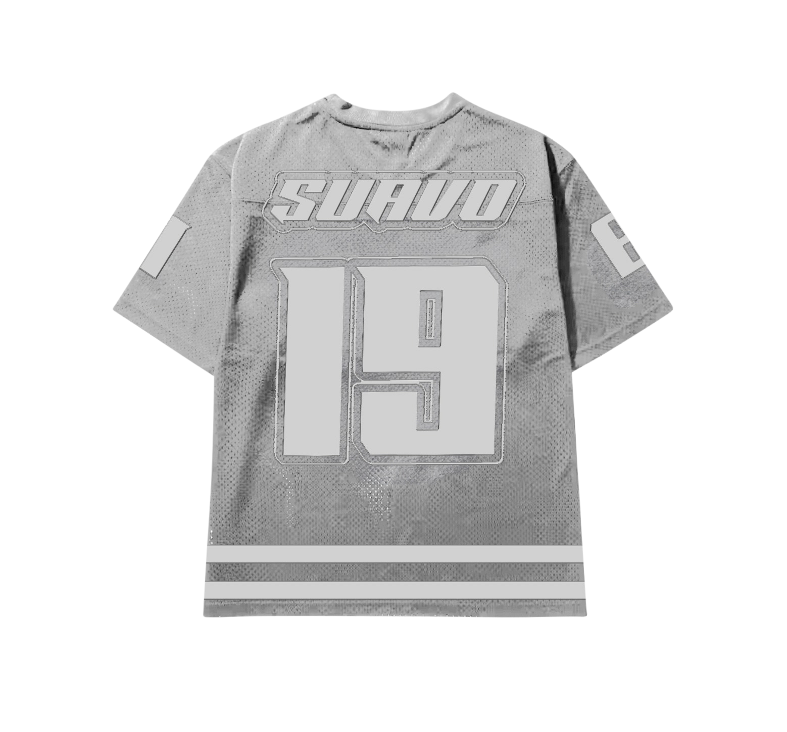 Suavo World Eagle Mesh Jersey Grey with number 19 and bold text design.