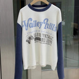 Suavo World Valley Hills Raglan Waffle Long Sleeve Blue