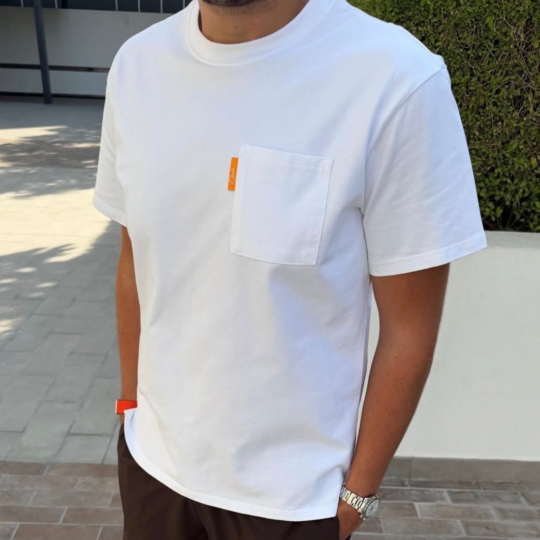 Studio By Charles White Studio Pocket Tee front view on white background
