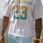 White Last Lesson Gradient Jersey with number 23 on front, worn by male model