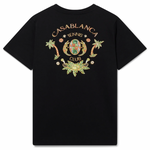 Black Casablanca Joyaux Dafrique T-shirt with colorful tennis club graphic and palm trees design