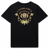 Black Casablanca Joyaux Dafrique T-shirt with colorful tennis club graphic and palm trees design