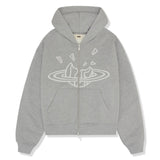 Broken Planet Heather Grey Zip-Up Hoodie