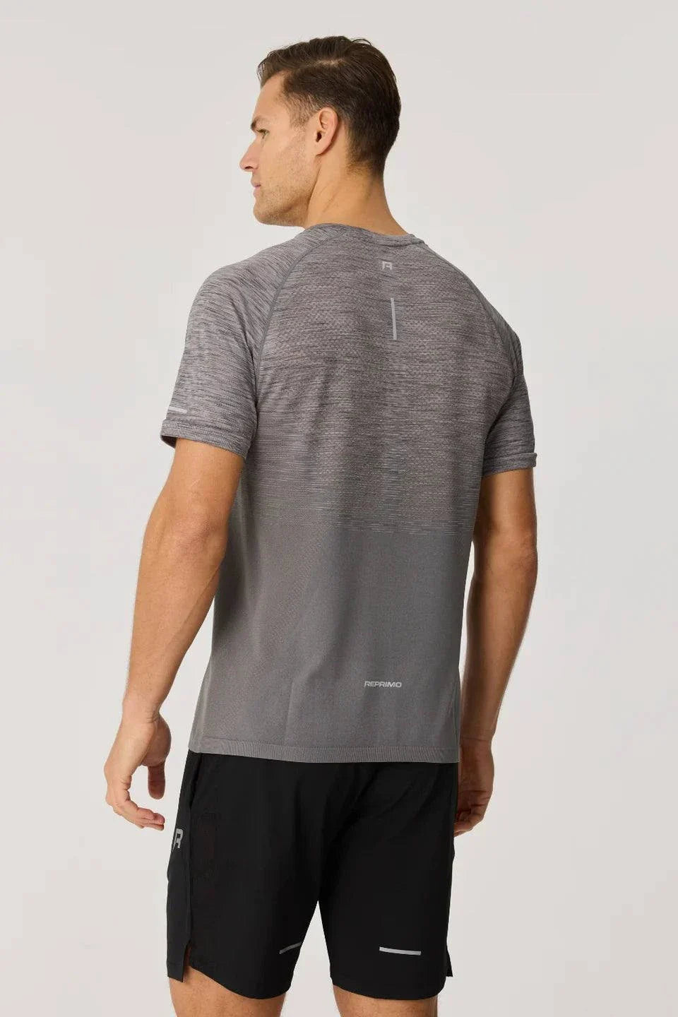 Reprimo Axis T-Shirt titanium seamless athletic fit with reflective detailing back view