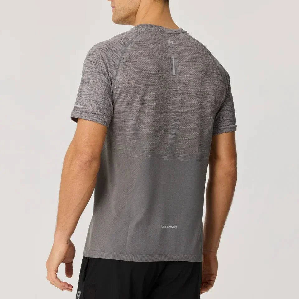 Reprimo Axis T-Shirt titanium seamless athletic fit with reflective detailing back view