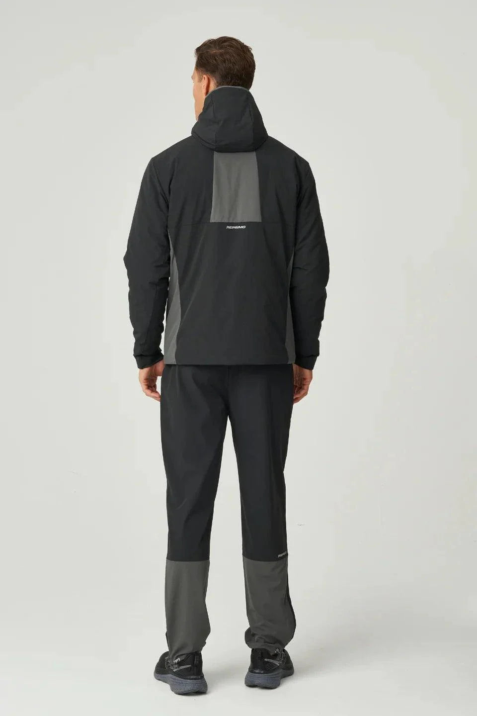 Reprimo Clima Jacket black charcoal lightweight weather-resistant windbreaker with back vent and zip pockets, breathable outdoor performance jacket