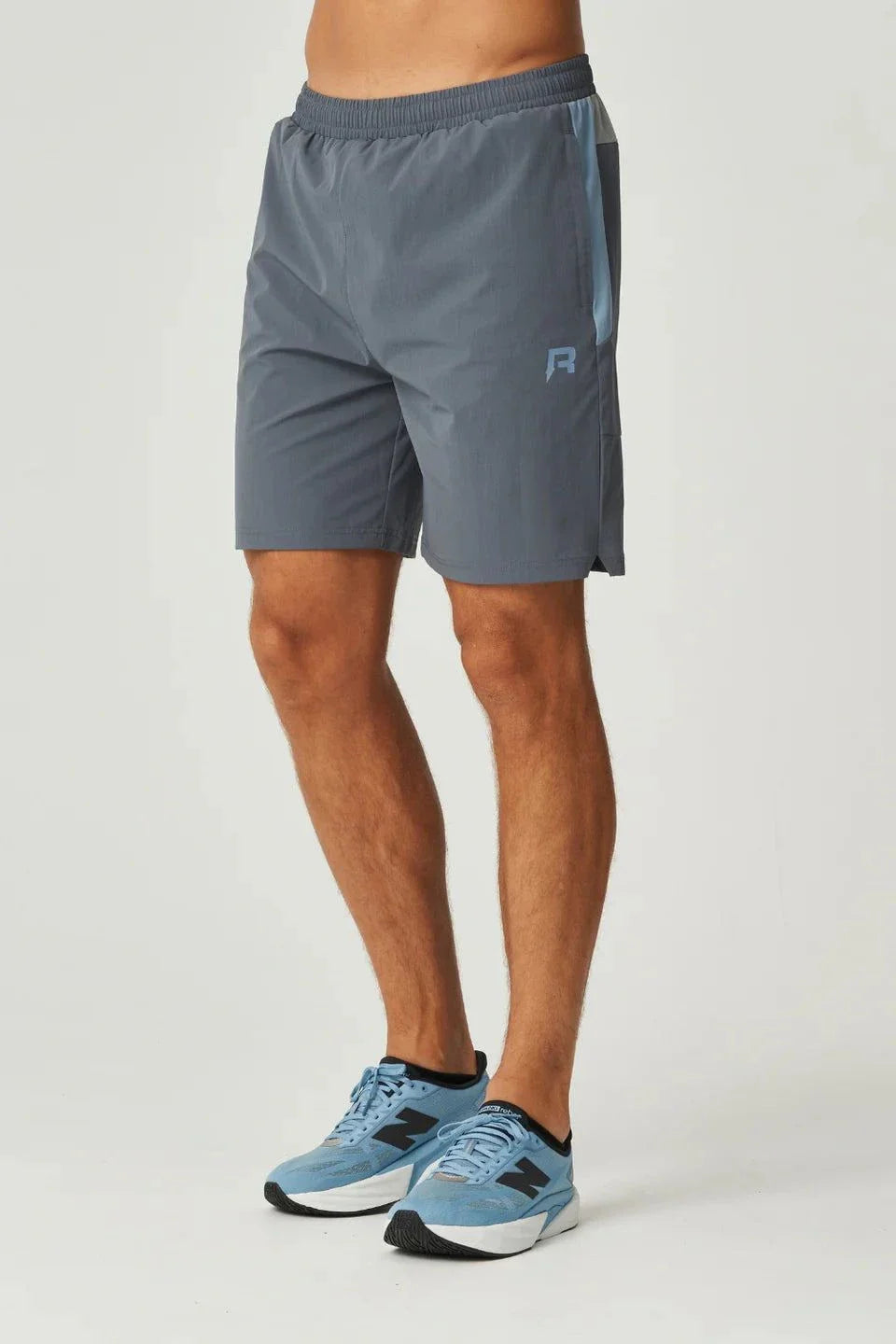 Reprimo Vortex Shorts in dusky blue with ergonomic panels and adjustable waistband for active movement and comfort