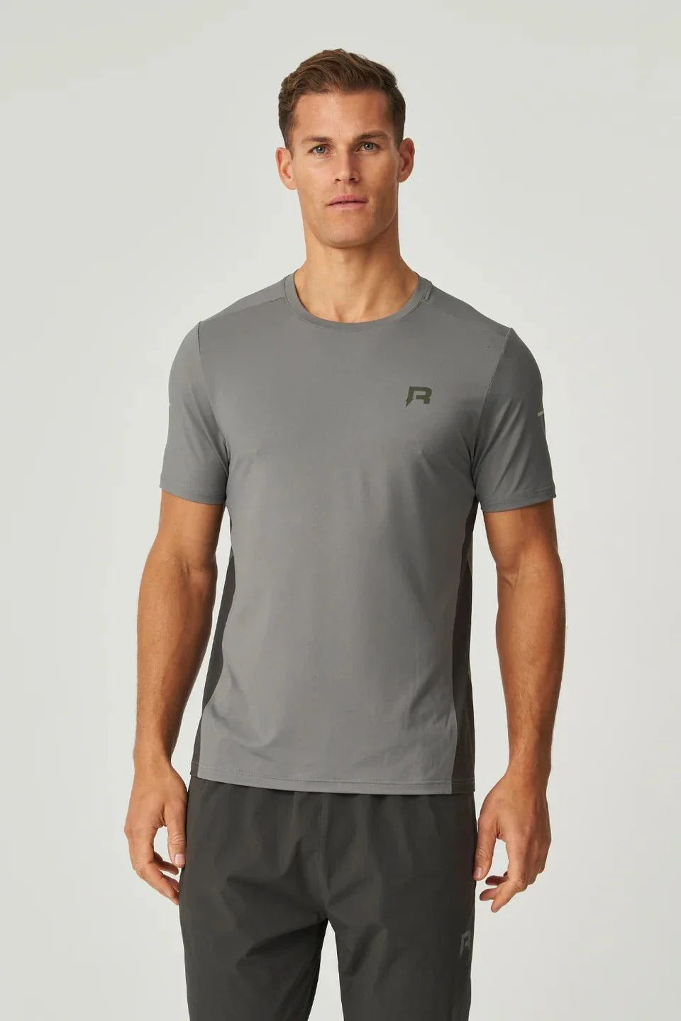 Reprimo Vortex T-Shirt in dark grey with ergonomic panels and lightweight performance fabric for athletic wear
