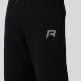 Black Reprimo Collective Joggers with adjustable waistband and reflective logo on brushed-back jersey fabric