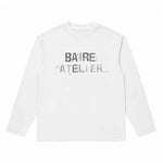 Baire Atelier striped long sleeve tee in white with brushstroke design