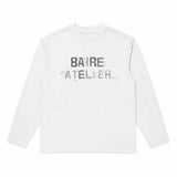 Baire Atelier striped long sleeve tee in white with brushstroke design