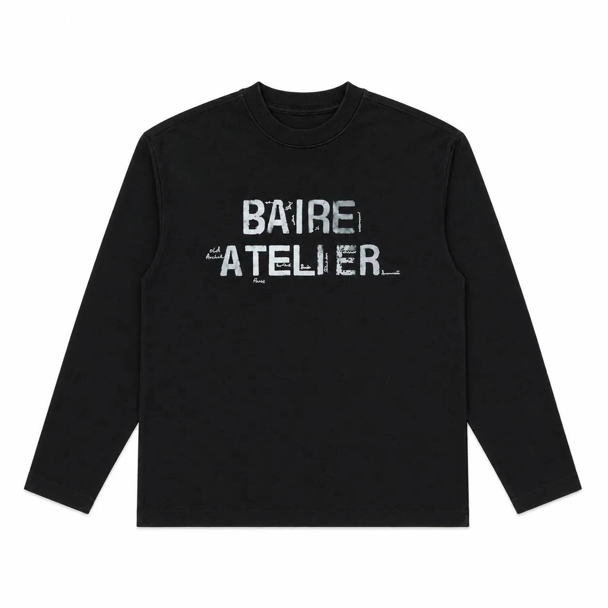 Baire Atelier striped black long sleeve tee with brushstroke design