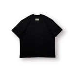 Black Baire Atelier Blank Tee with high neckline, dropped shoulder, relaxed fit, and custom back paneling