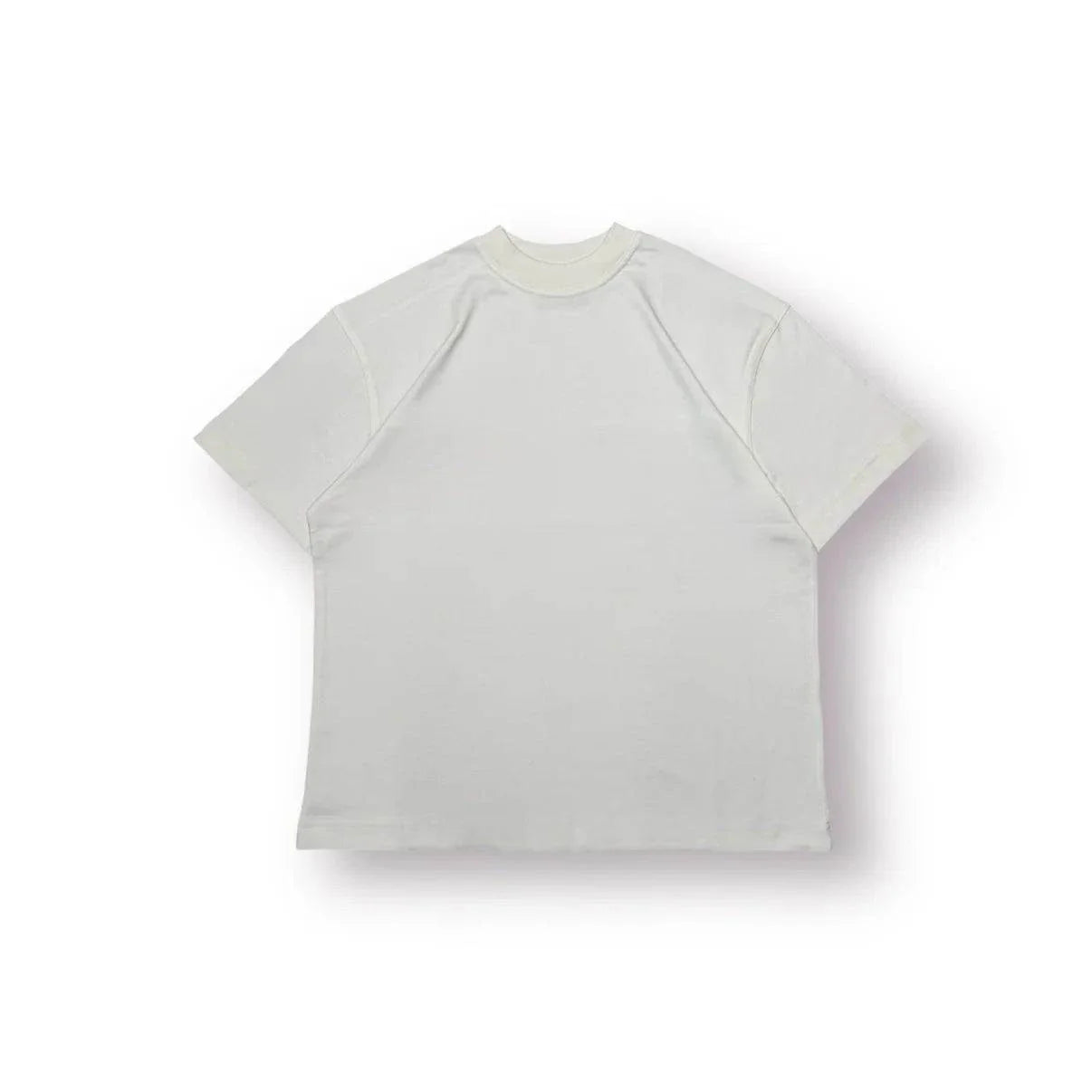 Baire Atelier Blank Tee white heavyweight cotton high neckline dropped shoulder relaxed fit with branded label and custom back paneling