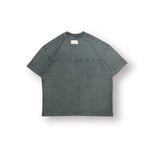 Charcoal Baire Atelier Blank Tee with high neckline and dropped shoulder in heavyweight cotton