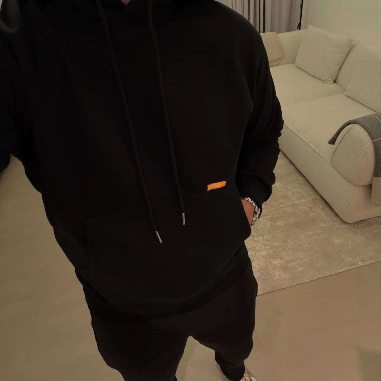 Studio By Charles Hoodie black casual wear with front pocket and drawstring hood