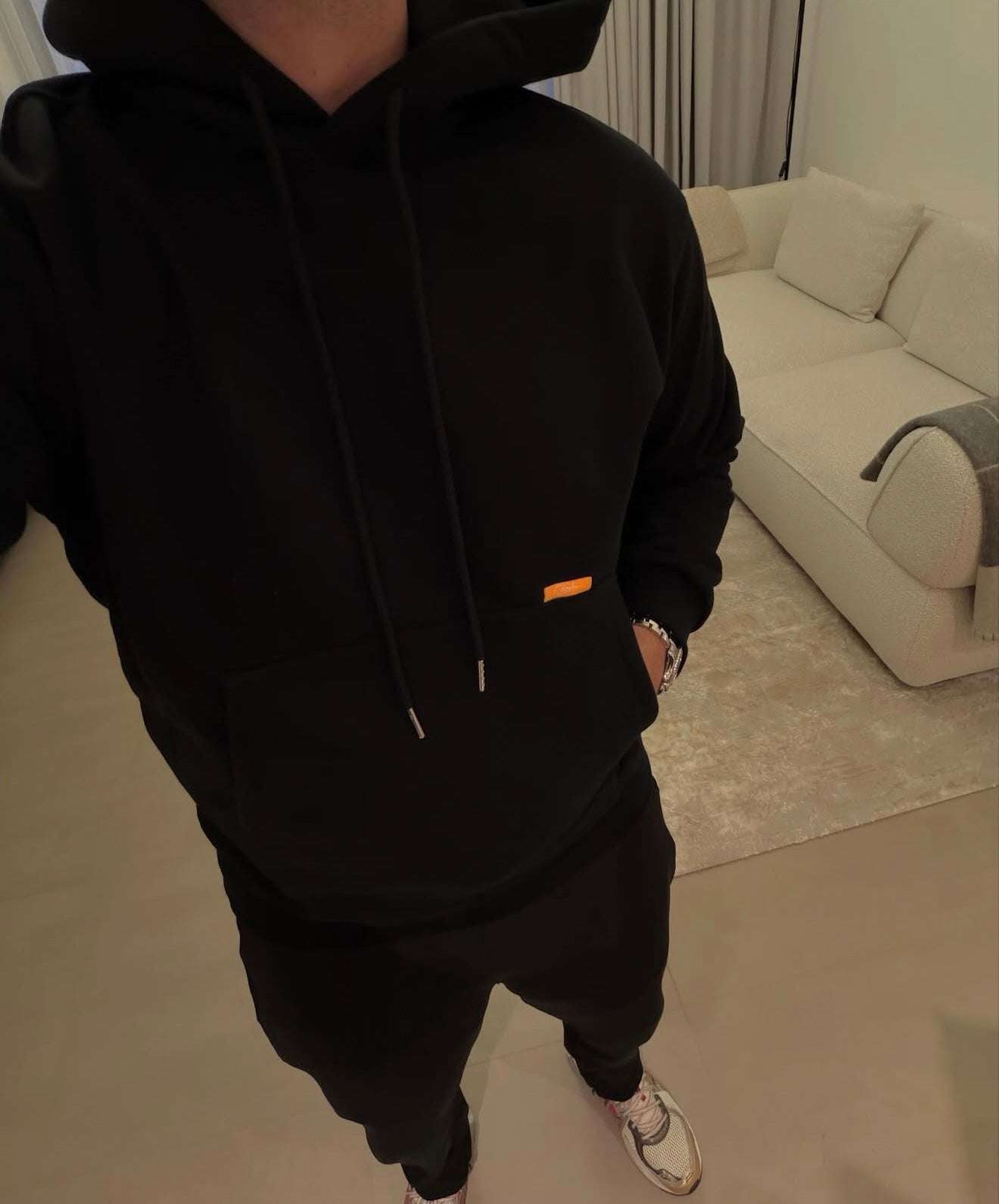 Studio By Charles Hoodie black casual wear with front pocket and drawstring hood