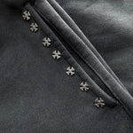 Askyurself Cross Studs Capri Vintage Fleece Shorts in grey with cross stud detailing
