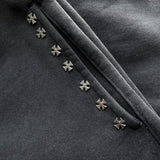 Askyurself Cross Studs Capri Vintage Fleece Shorts in grey with cross stud detailing