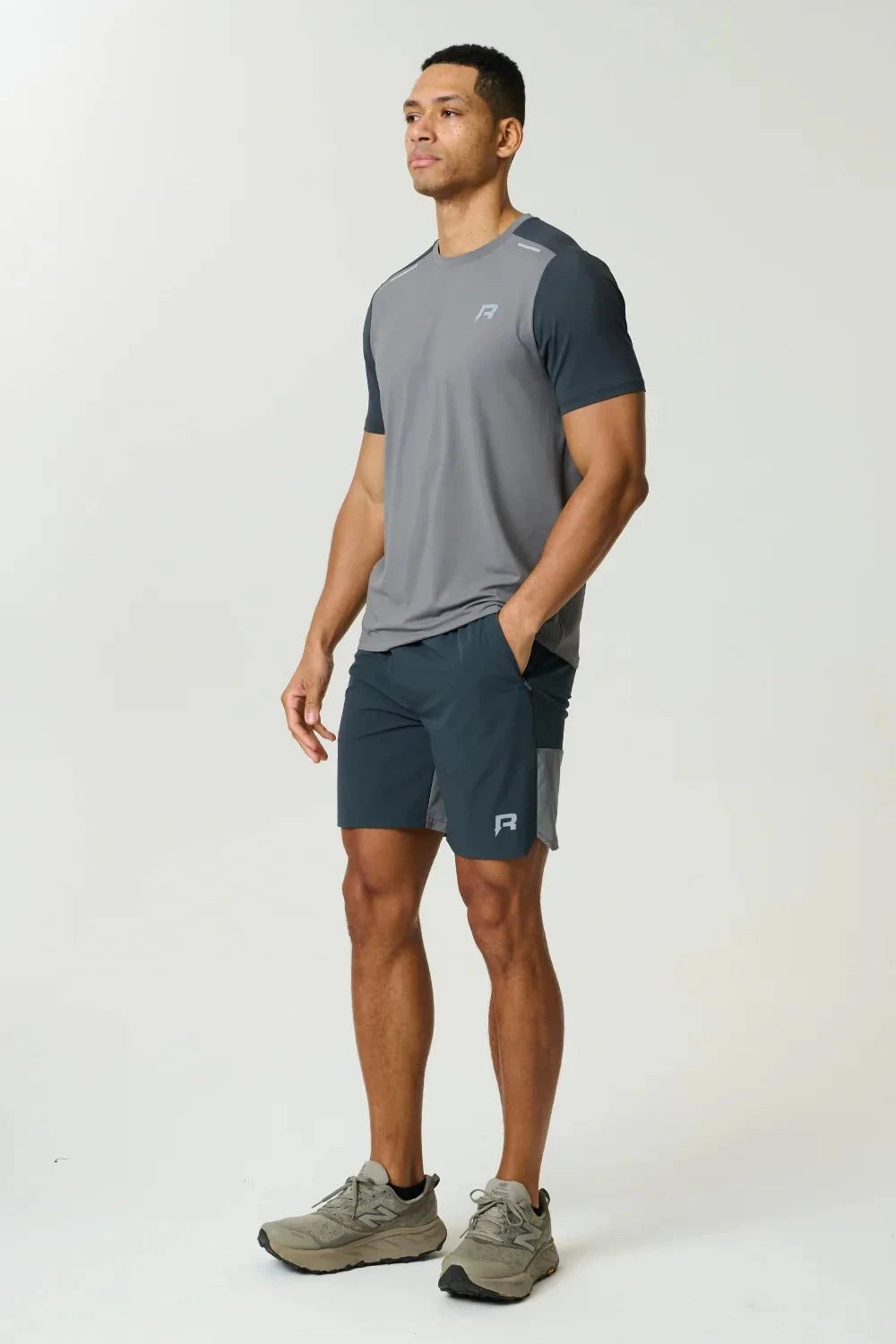 Reprimo Flight Short breathable lightweight athletic shorts in gargoyle ash green with functional pockets and elastic waistband