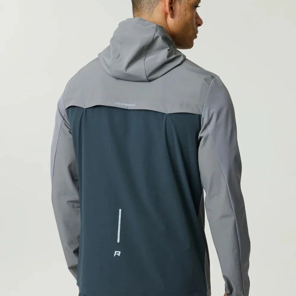 Reprimo Flight Windbreaker in Gargoyle Ash Green lightweight wind-resistant jacket with zip pockets and back vent for breathability