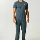 Reprimo Clima Pants in dark moss and khaki with dual-fabric design, breathable calf panels, adjustable ankles, and looser active fit for outdoor performance