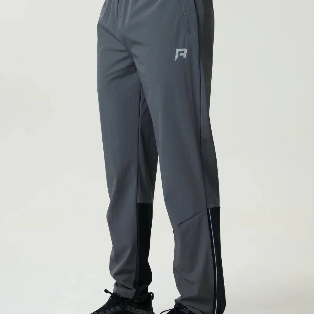 Reprimo Clima Pants in slate and obsidian with dual-fabric, breathable calves, adjustable ankles, and active fit for outdoor performance