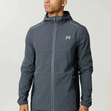 Reprimo Clima Shell Jacket in slate and obsidian, insulated and lightweight with reflective branding and secure zip pockets.