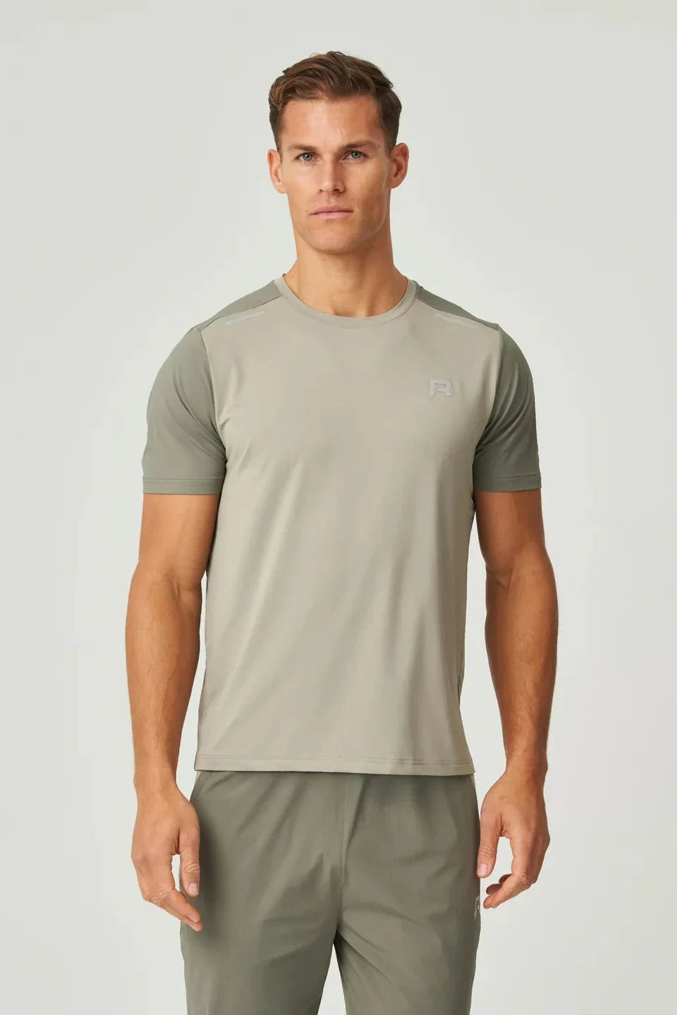 Reprimo Flight T-Shirt khaki athletic fit breathable lightweight with reflective strips for visibility