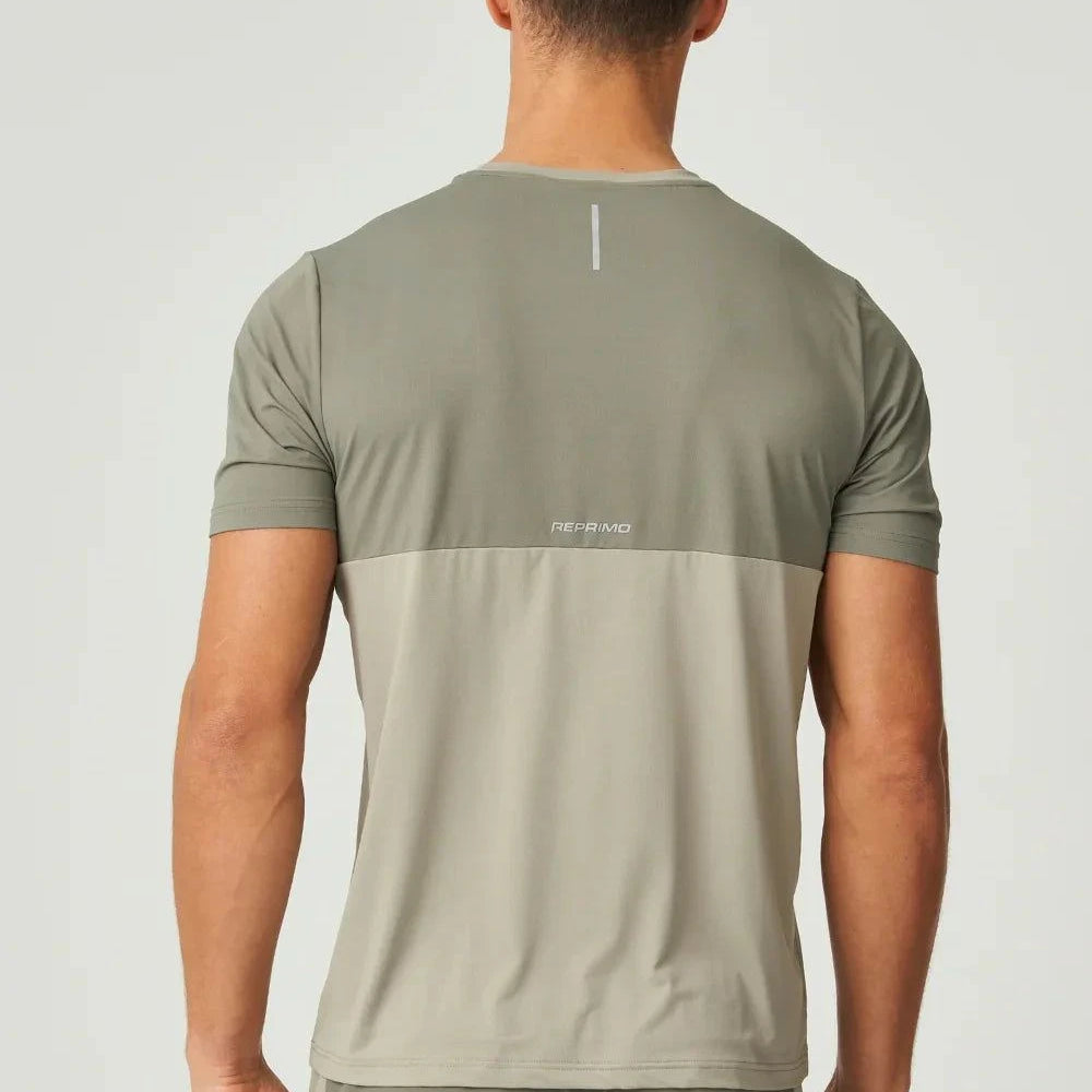 Reprimo Flight T-Shirt khaki athletic fit with reflective strips and two-tone design