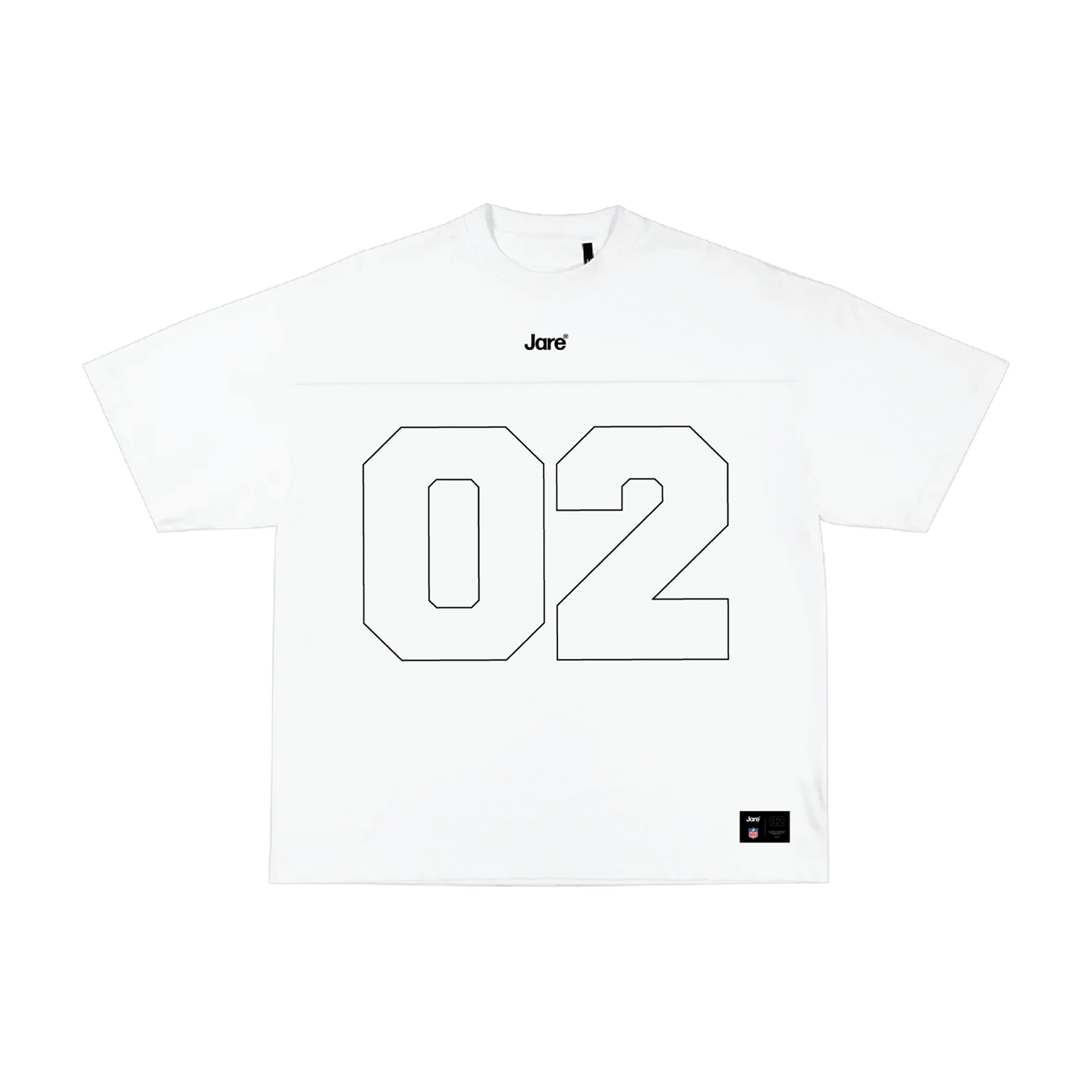 Jare Jaresey White logo on white background