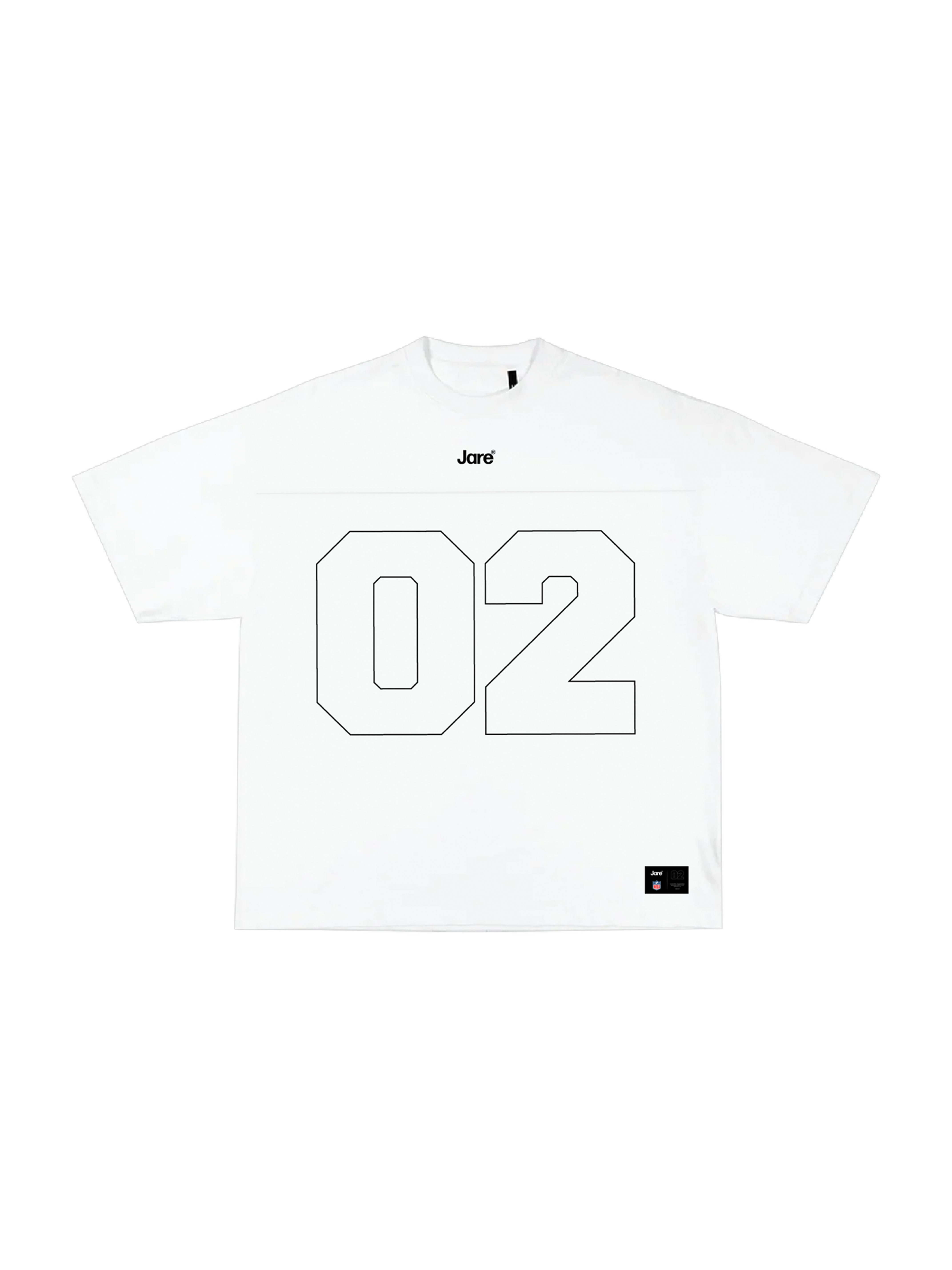 Jare Jaresey White logo on white background