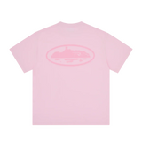 Corteiz Island Knockout Tee in pink color displayed on a plain background