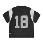 Corteiz Open Mesh black and white jersey with large number 18 on back and mesh panel design