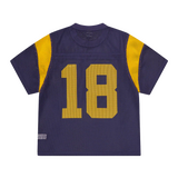 Corteiz Open Mesh navy and yellow sports jersey with number 18 on back