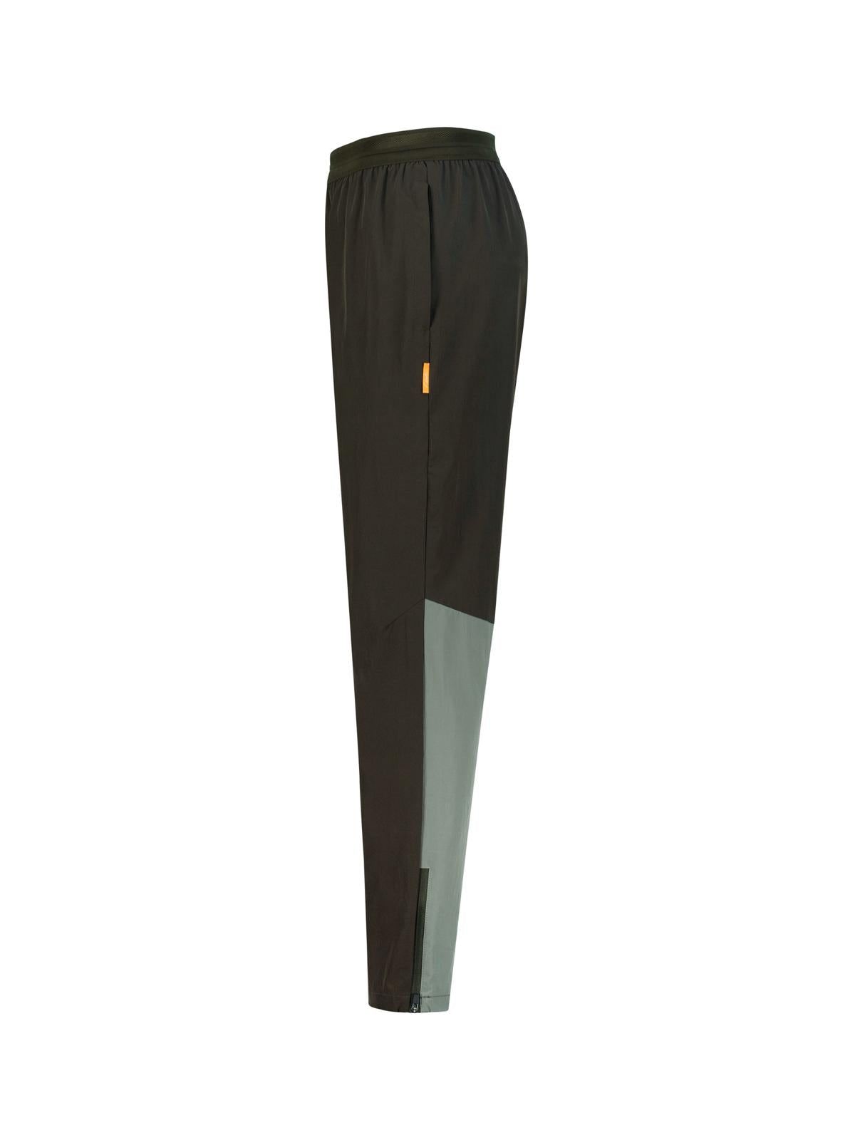 Studio By Charles two tone khaki trackpant laid flat on white background