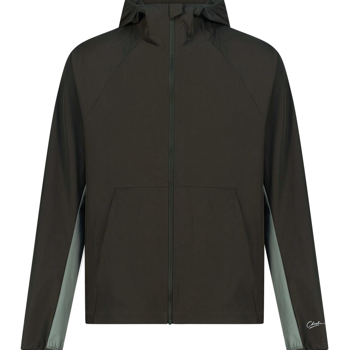 Studio By Charles Two Tone Khaki Track Jacket front view on white background