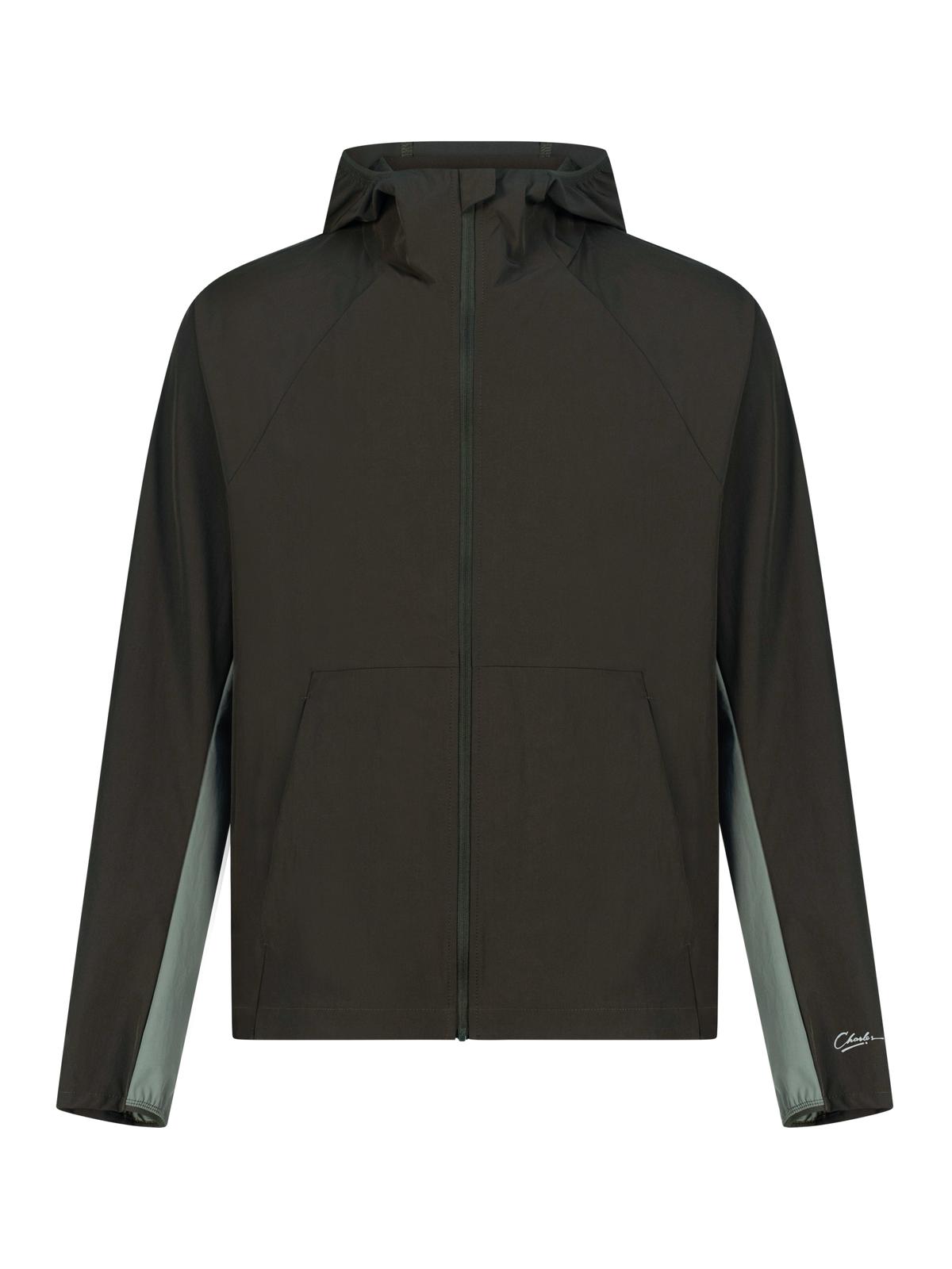 Studio By Charles Two Tone Khaki Track Jacket front view on white background