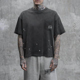 Askyurself stained pocket t-shirt in vintage black design