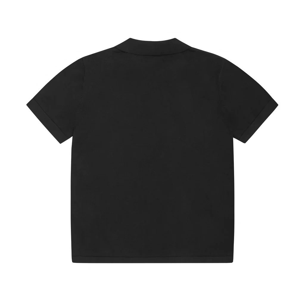 Corteiz Serie A black knit jersey back view with short sleeves