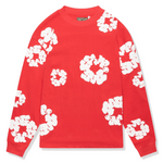 DENIM TEARS cotton wreath long sleeve shirt in red.