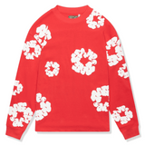 DENIM TEARS cotton wreath long sleeve shirt in red.