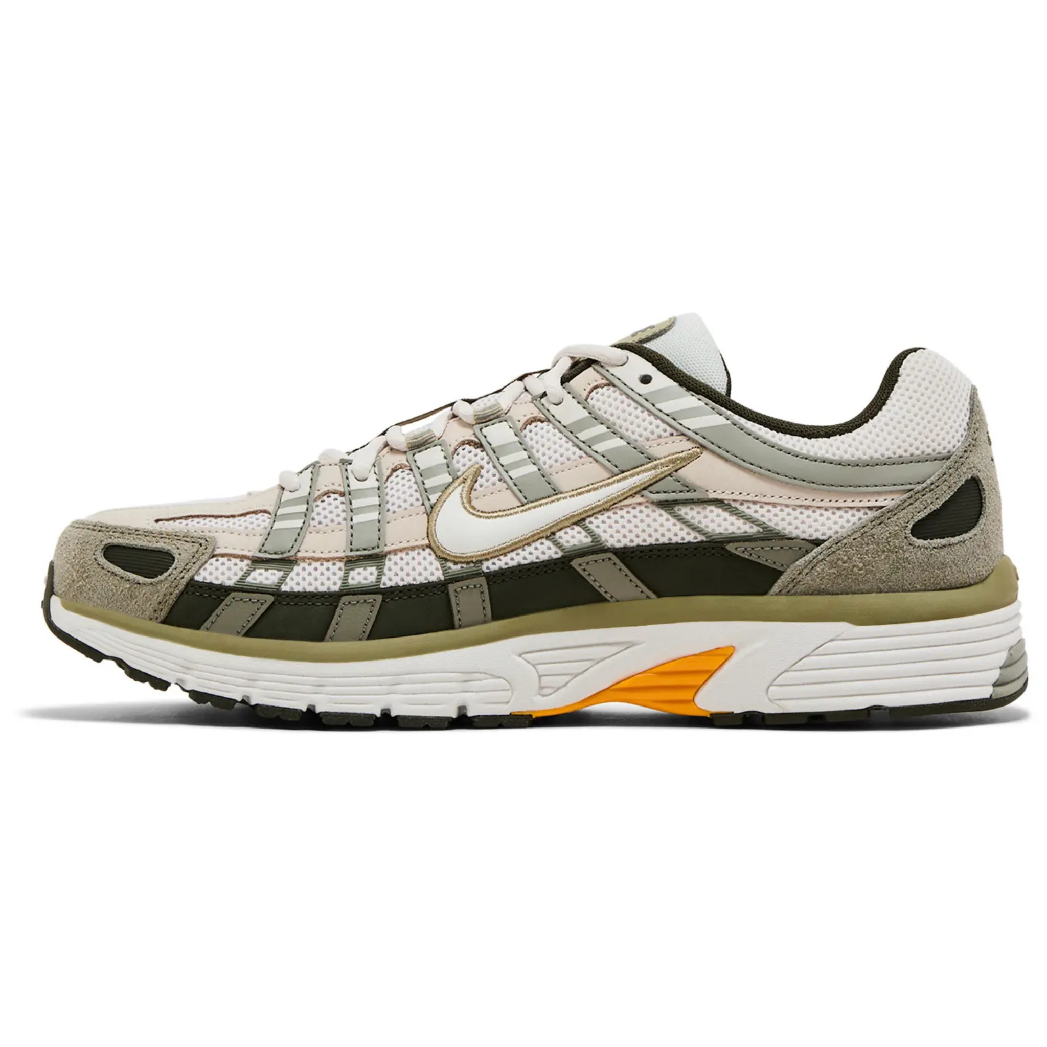Nike P-6000 Light Army Cargo Khaki sneaker with a mesh and suede upper.