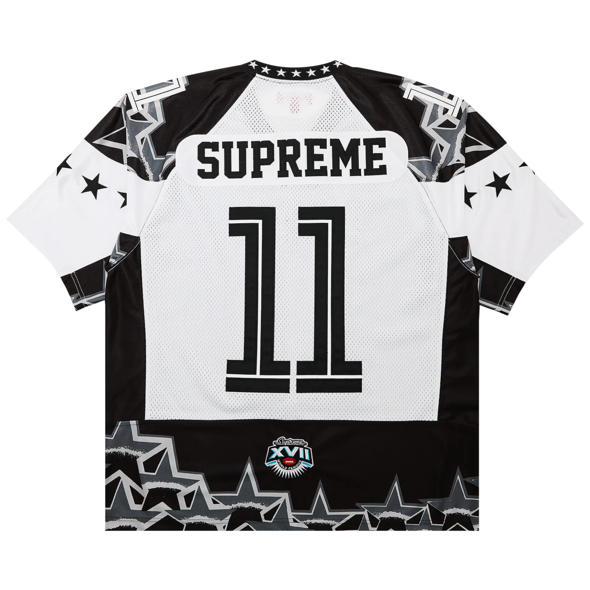 Supreme Stars Football Jersey Black with star design and number 11.