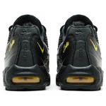 Corteiz x Air Max 95 SP Black Tour Yellow sneakers, rear view.